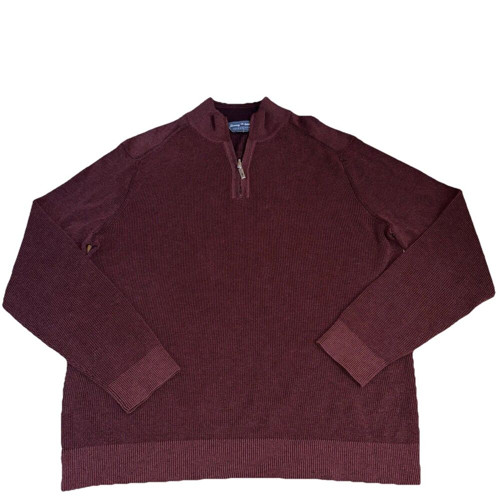 Tommy Bahama Reversible 1/4 Zip Sweater Mens M Red Maroon Pima Cotton Pullover